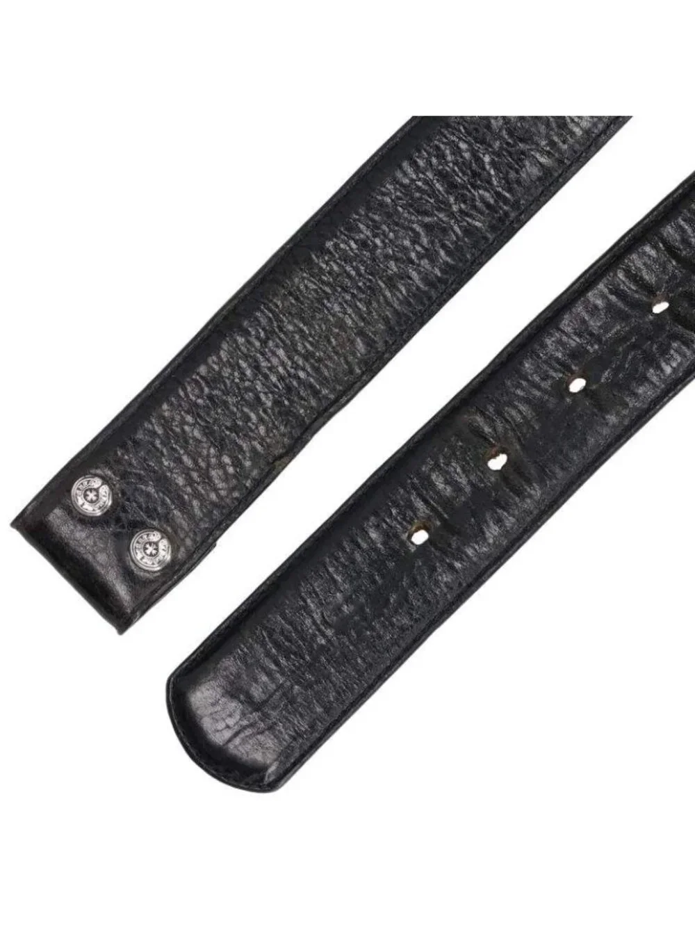 Chrome Hearts 1.5 Strap Scroll Label Rivets Leather Belt
